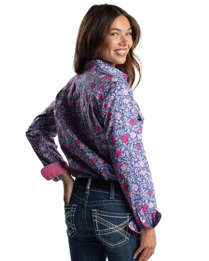 Just Country Womens Jahna Trim Half Button Workshirt