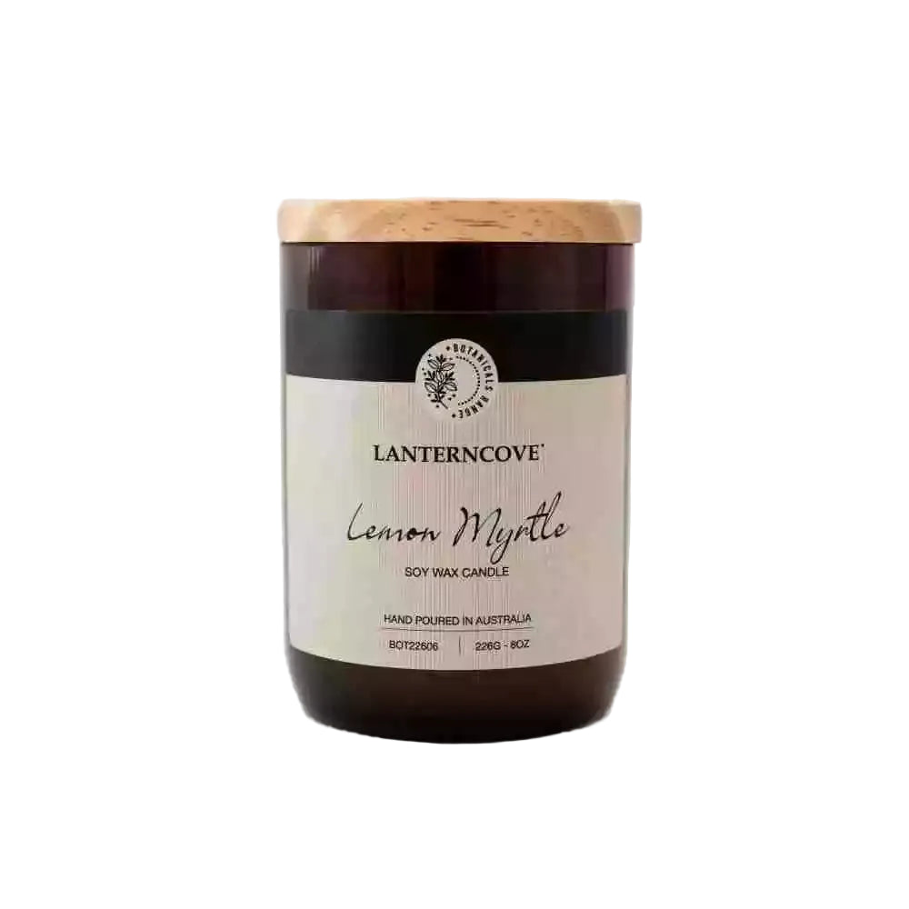 Lanterncove Botanicals 8oz Glass Soy Wax Candle Lemon Myrtle