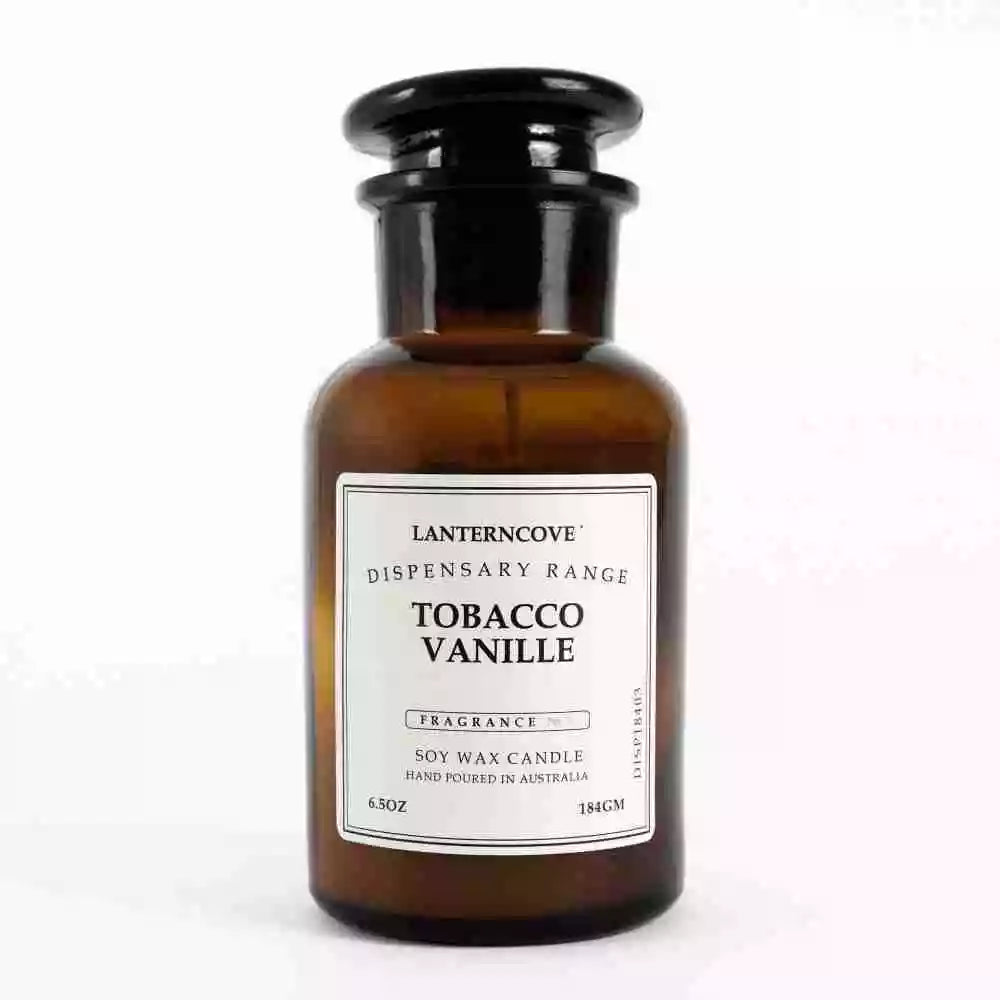 Lanterncove Dispensary 6.5 oz Soy Wax Candle Tobacco Vanille