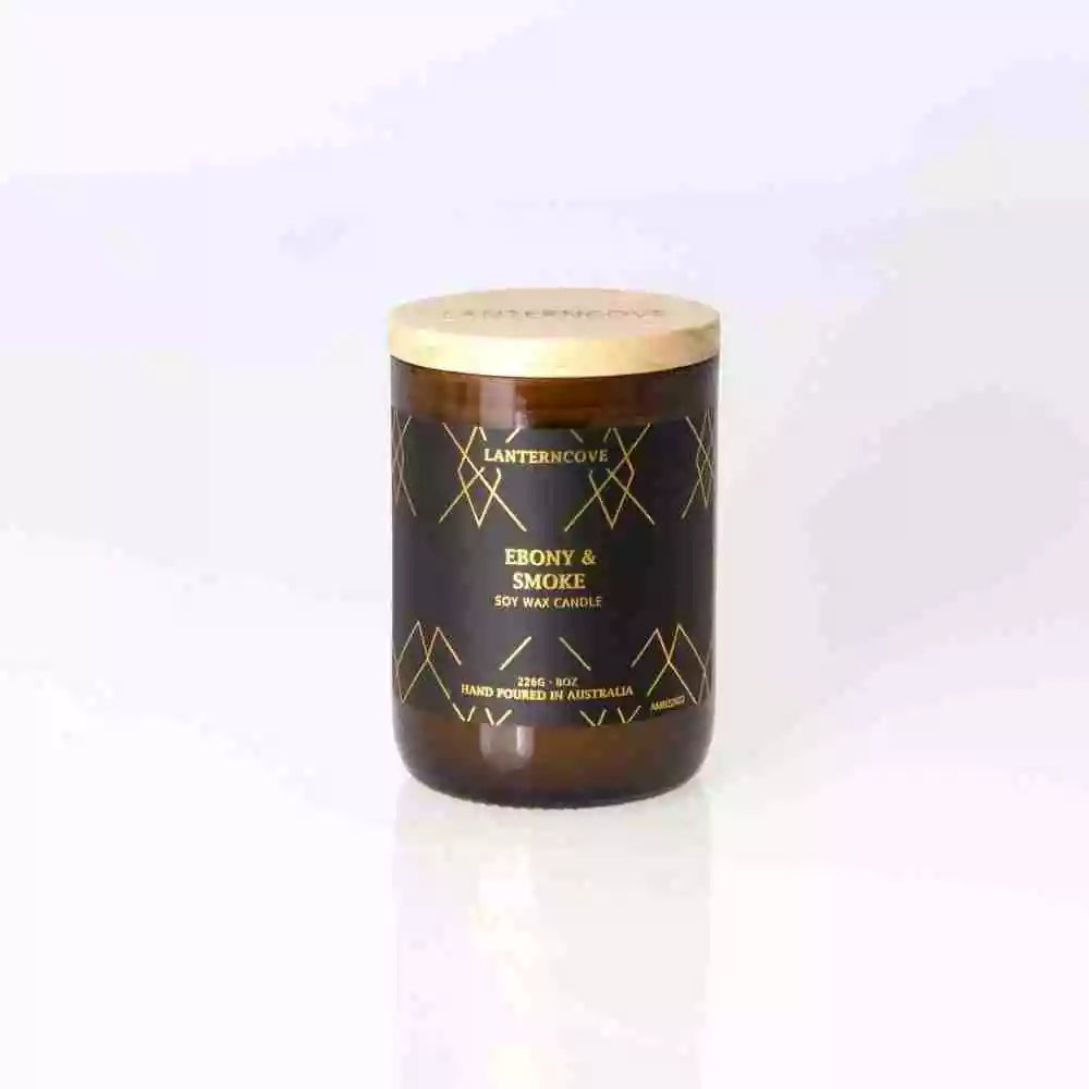 Lanterncove Amberesque 8 oz Soy Wax Candle Ebony and Smoke