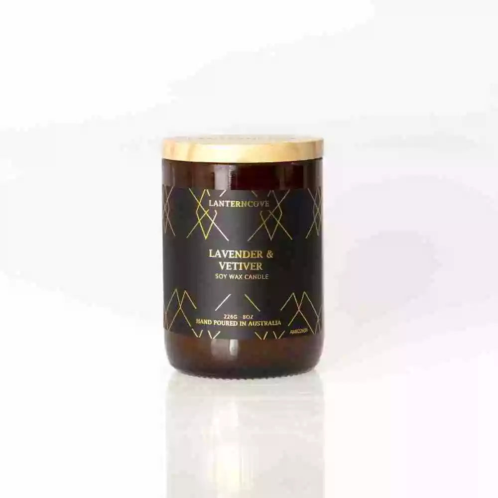 Lanterncove Amberesque 8 oz Soy Wax Candle Lavender and Vetiver