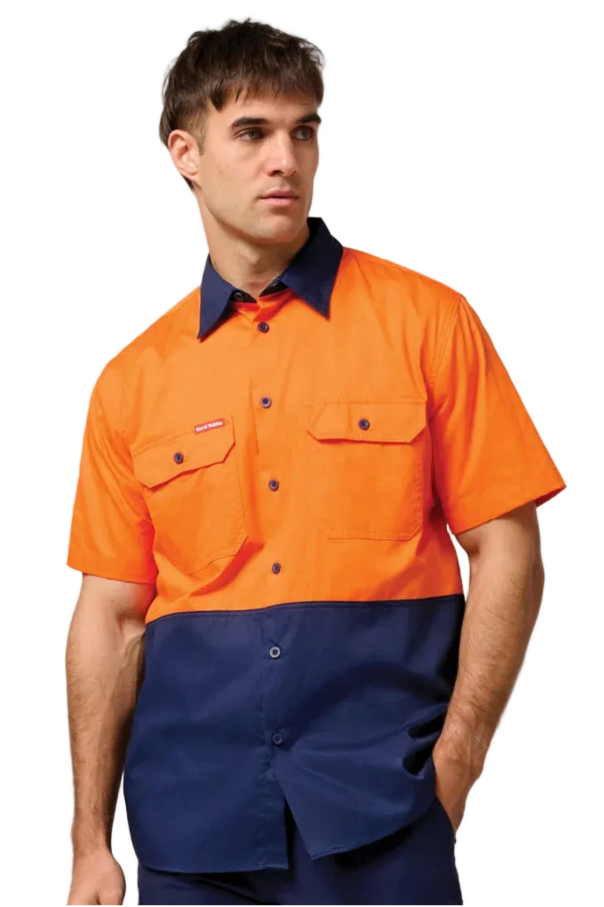Hard Yakka Core Hi-Vis Light Weight Vented Short Sleeve Cotton Shirt