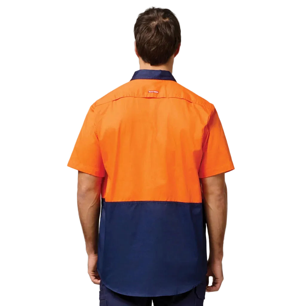 Hard Yakka Core Hi-Vis Light Weight Vented Short Sleeve Cotton Shirt