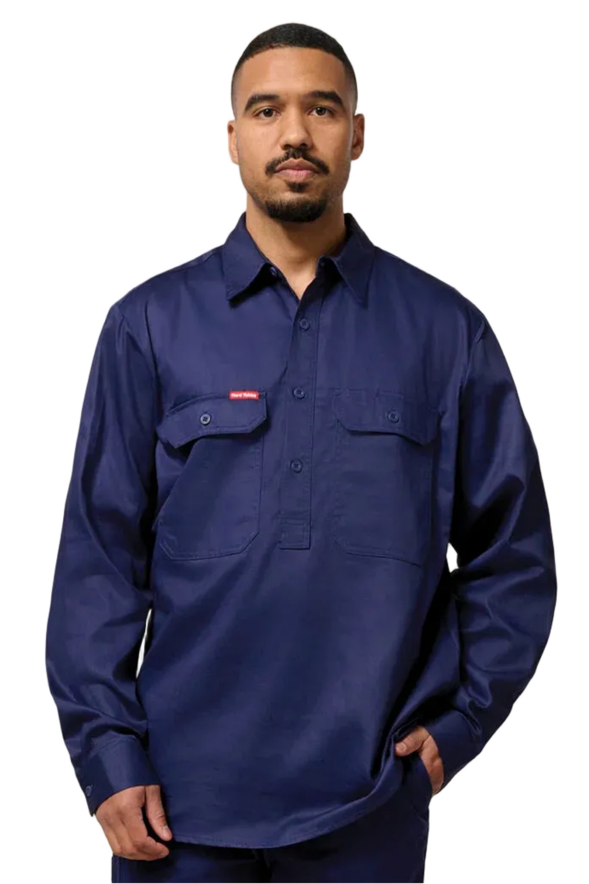 Hard Yakka Long Sleeve Closed Front Cotton Drill Work Shirt