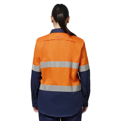 Hard Yakka Womens Hi-Vis Lightweight 2 Tone Taped Long Sleeve Shirt