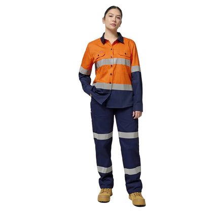 Hard Yakka Womens Hi-Vis Lightweight 2 Tone Taped Long Sleeve Shirt