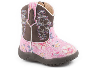 ROPER INFANT COWBABY GLITTER FLOWER PINK / BROWN