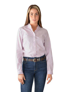 THOMAS COOK WOMENS COLLETTE FRILL STRIPE LS SHIRT