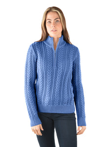 WOMENS CABLE QUARTER ZIP KNIT RUGBY