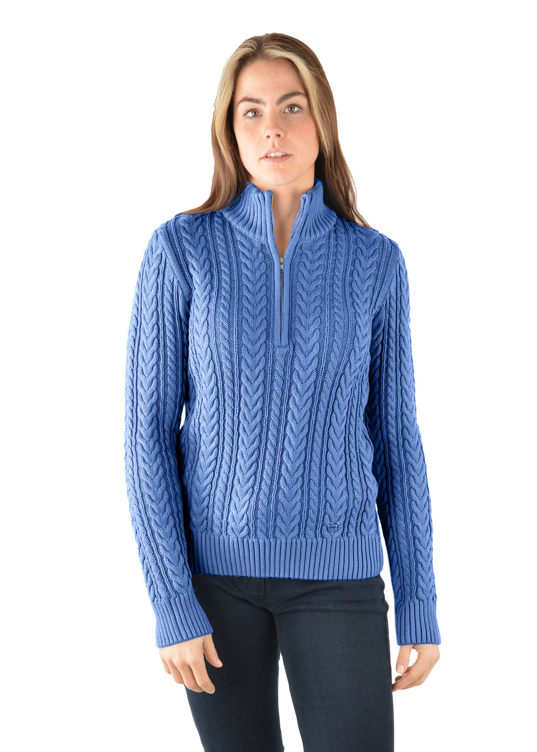 WOMENS CABLE QUARTER ZIP KNIT RUGBY