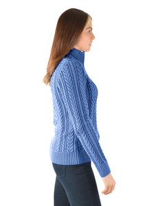 WOMENS CABLE QUARTER ZIP KNIT RUGBY