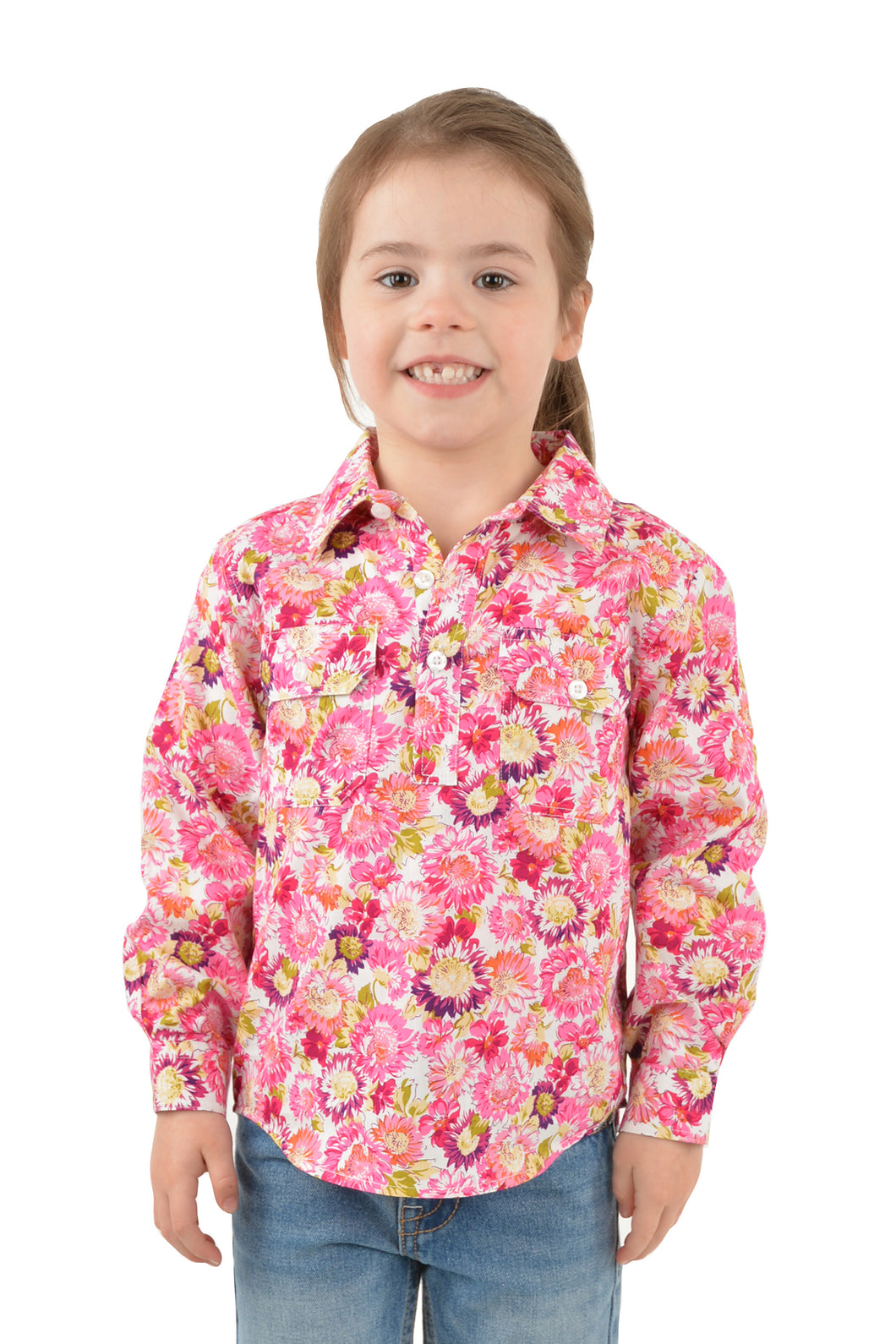 HARD SLOG GIRLS BELLE HALF PLACKET L/S SHIRT