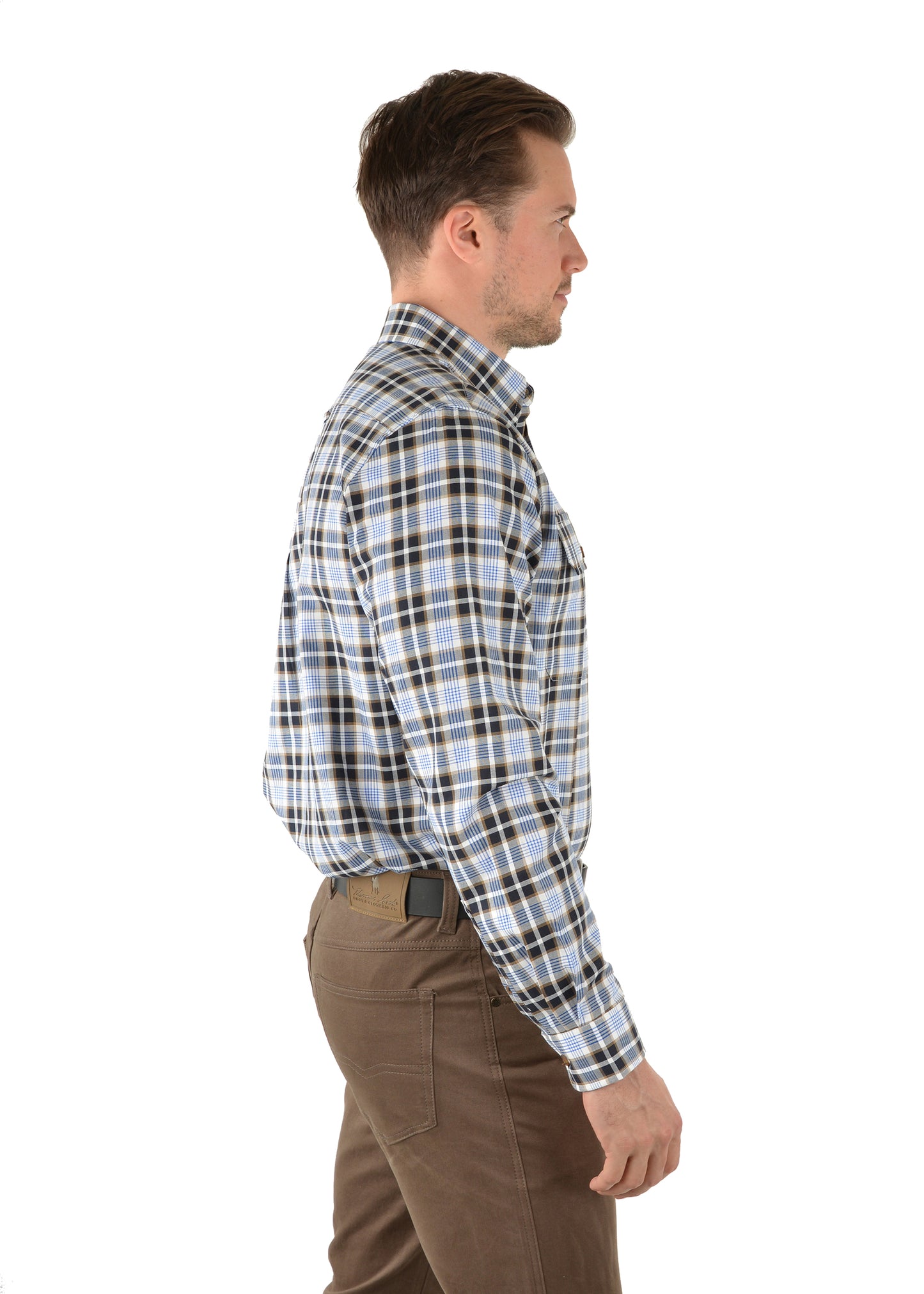 THOMAS COOK MENS KIERAN CHECK 2 POCKET LONG SLEEVE SHIRT