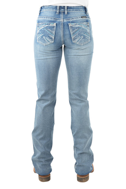 Pure Western Womens Crisscross Relaxed Rider Jeans 36 Inch Leg