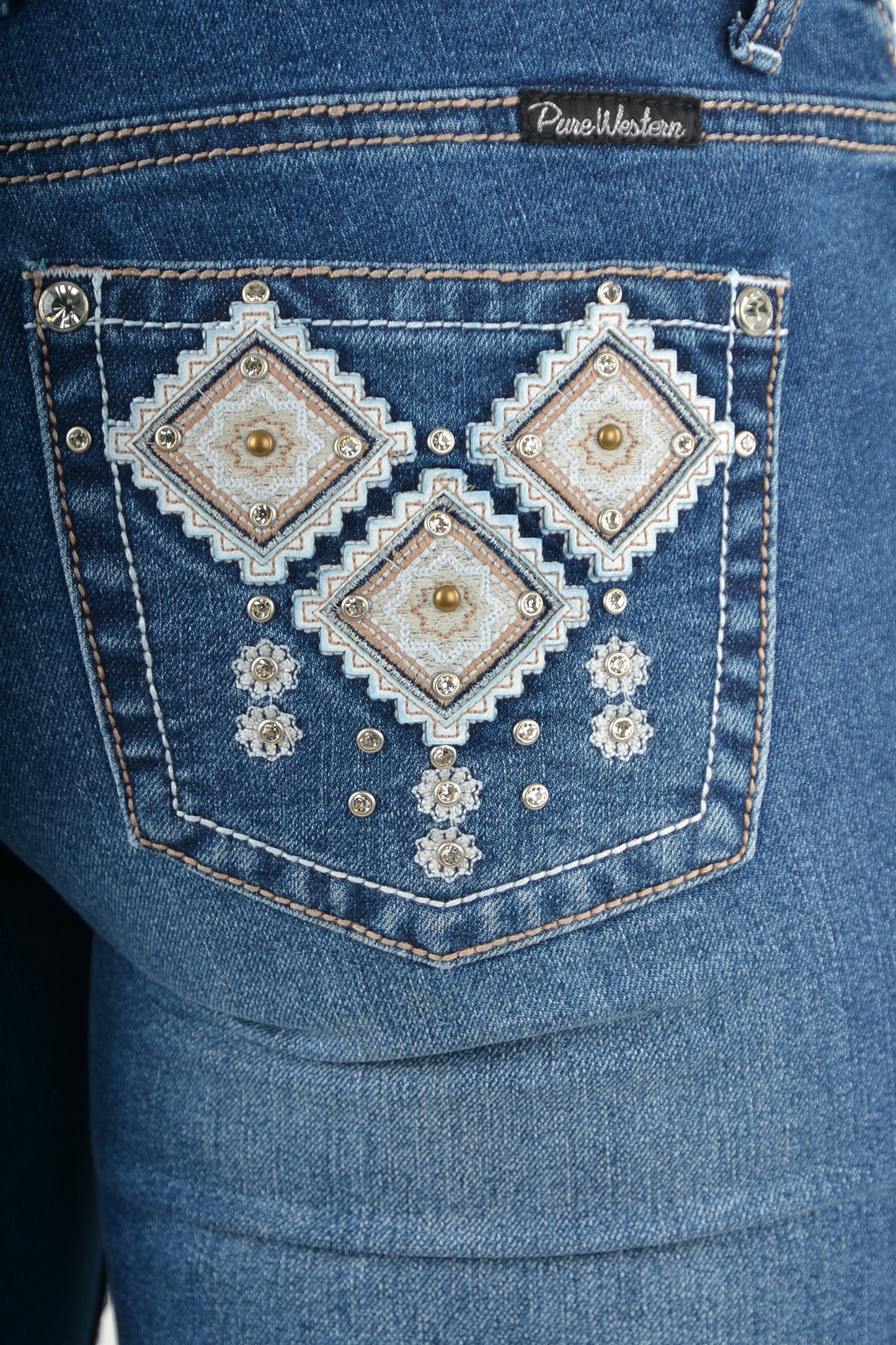 Pure Western Womens Snowie Straight Leg Jeans 32 Inch Leg