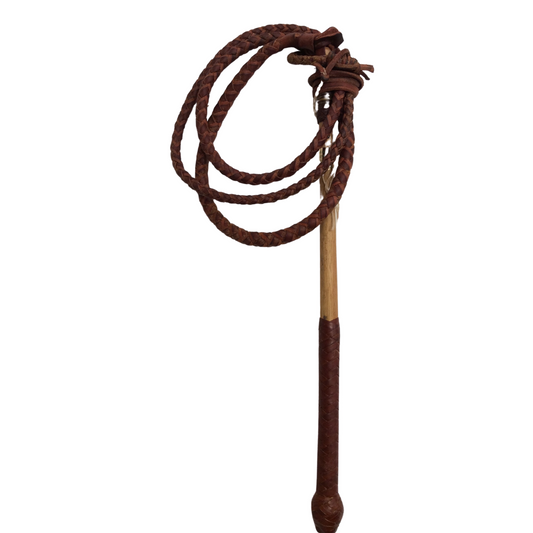 Whip 6' Red Hide with 1/2 Plait Handle