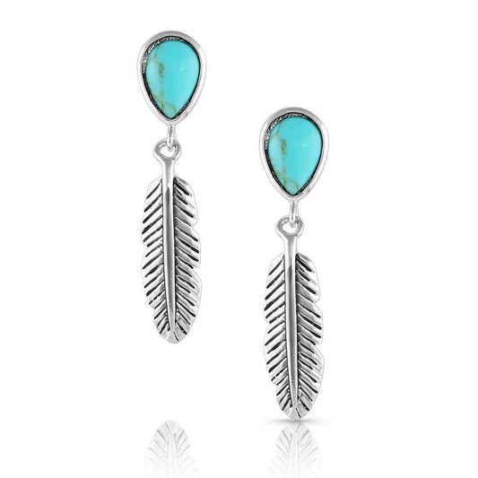MONTANA SILVERSMITHS SPIRIT TEARS TURQUOISE FEATHER EARRINGS