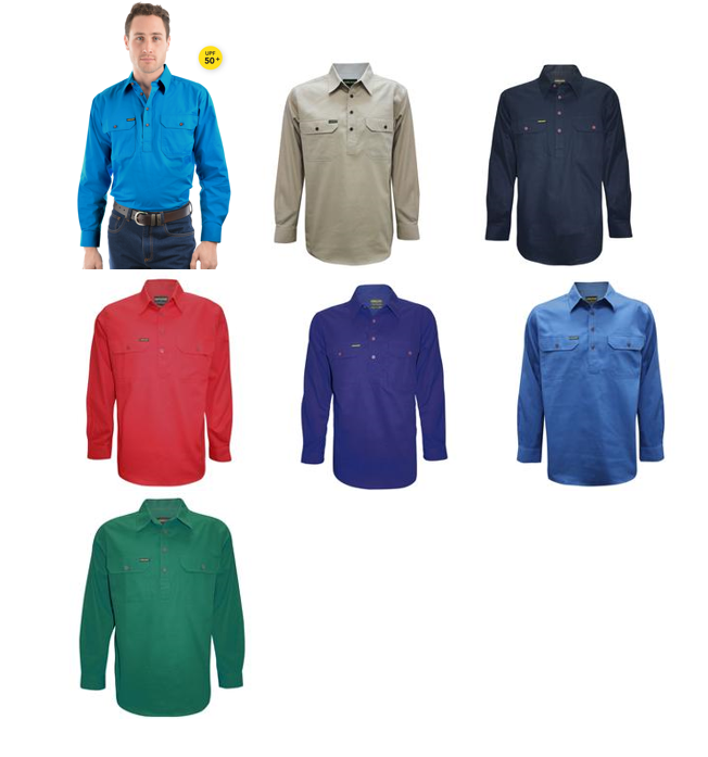 MENS HALF PLACKETLIGHT COTTON SHIRT