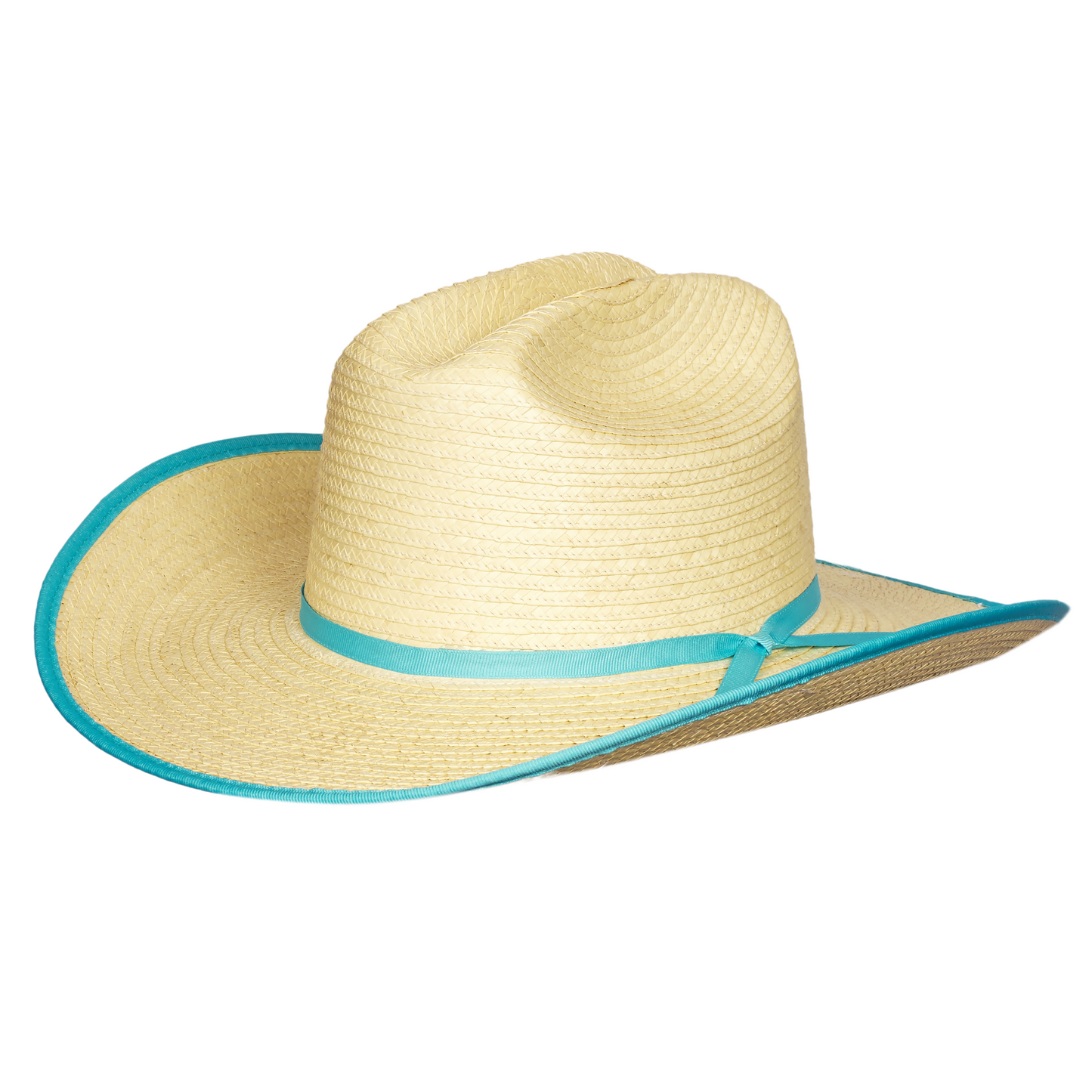 Sunbody Hats Kids Cattleman Palm Leaf Hat Turquoise