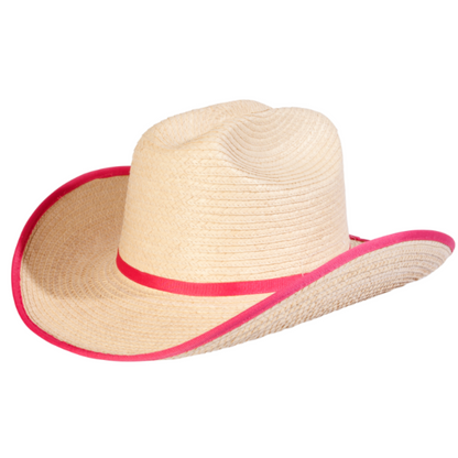 Sunbody Hats Kids Cattleman Palm Leaf Hat Pink