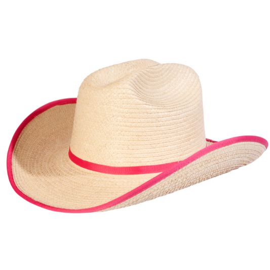 Sunbody Hats Kids Cattleman Palm Leaf Hat Pink