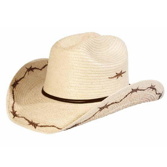 Sunbody Hats Kids Cattleman Barbed Wire Natural Palm Leaf Hat