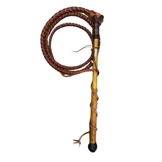 Red Hide Whip 5' with 1/2 Plait Handle