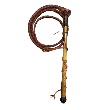 Red Hide Whip 5' with 1/2 Plait Handle