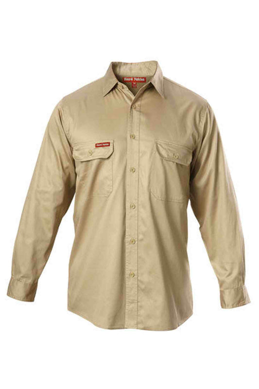 Hard Yakka Long Sleeve Open Front Cotton Drill Work Shirt