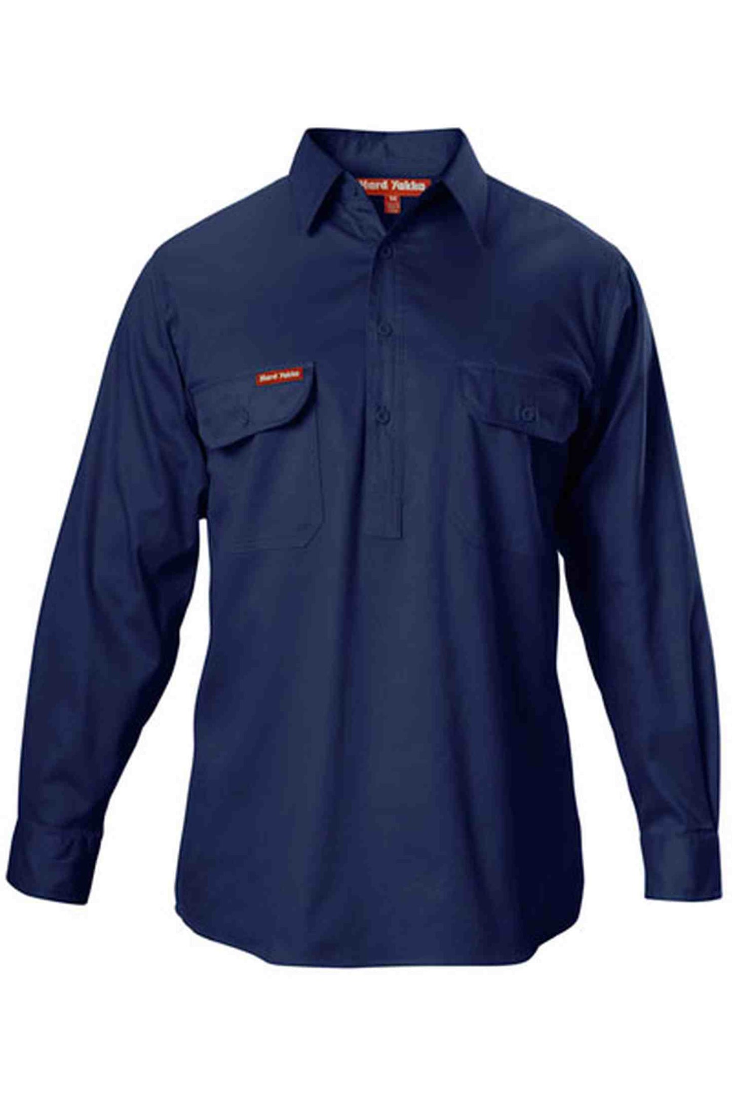 Hard Yakka Long Sleeve Closed Front Cotton Drill Work Shirt