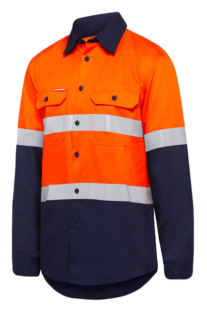 Hard Yakka Core HI-Vis Long Sleeve 2 Tone Taped Vented Cotton Shirt