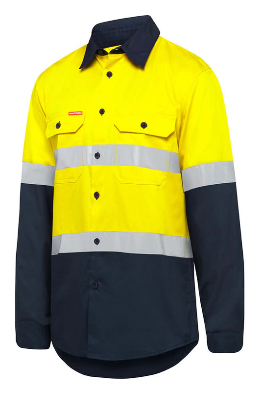Hard Yakka Core HI-Vis Long Sleeve 2 Tone Taped Vented Cotton Shirt