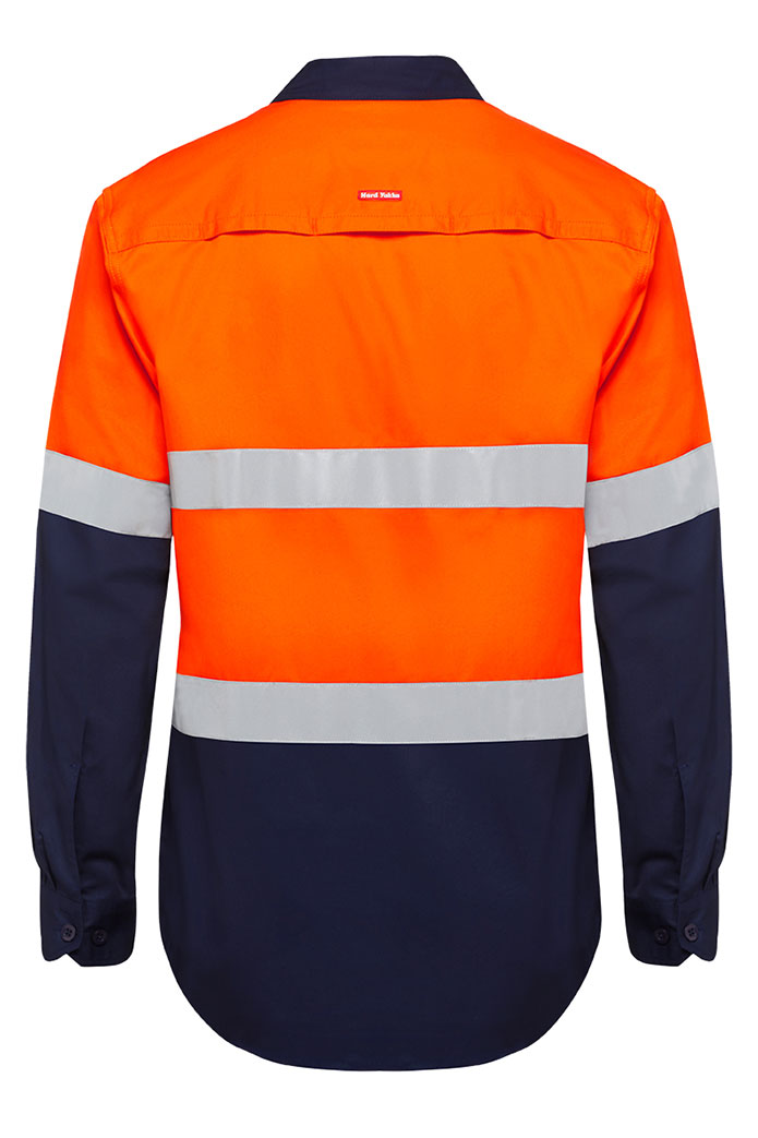 Hard Yakka Core HI-Vis Long Sleeve 2 Tone Taped Vented Cotton Shirt