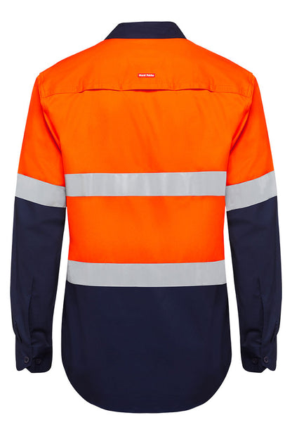 Hard Yakka Core HI-Vis Long Sleeve 2 Tone Taped Vented Cotton Shirt
