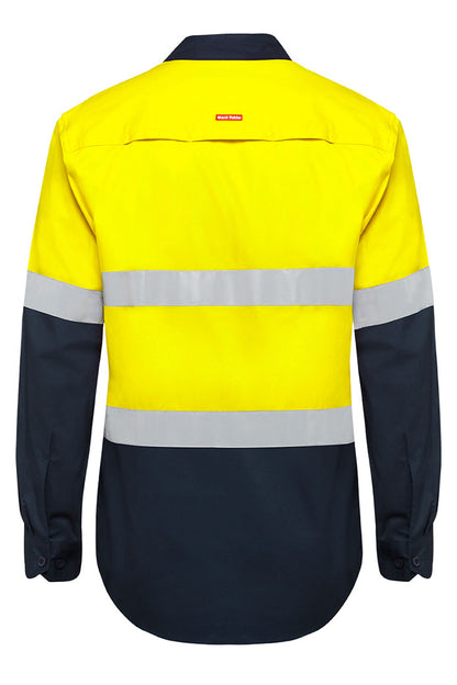 Hard Yakka Core HI-Vis Long Sleeve 2 Tone Taped Vented Cotton Shirt