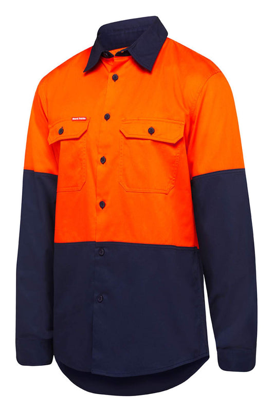 Hard Yakka Core Hi-Vis Long Sleeve 2 Tone Vented Cotton Shirt