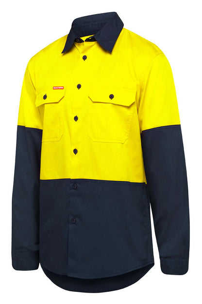 Hard Yakka Core Hi-Vis Long Sleeve 2 Tone Vented Cotton Shirt