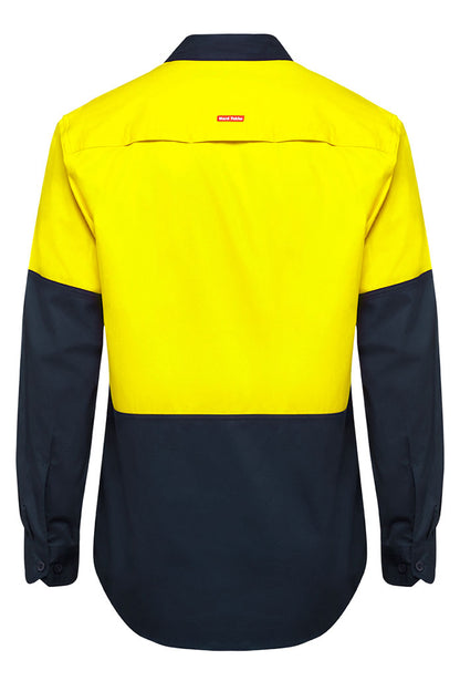 Hard Yakka Core Hi-Vis Long Sleeve 2 Tone Vented Cotton Shirt