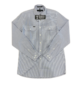 Pilbara Mens Y/D Stripe Dual Pocket L/S Shirt