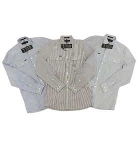 Pilbara Mens Y/D Stripe Dual Pocket L/S Shirt