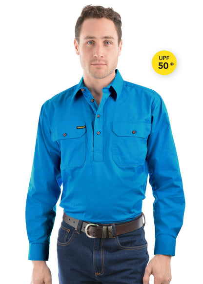 MENS HALF PLACKETLIGHT COTTON SHIRT