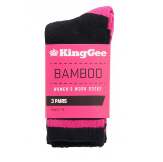 KingGee Womens Bamboo Crew Work Socks 3 Pack