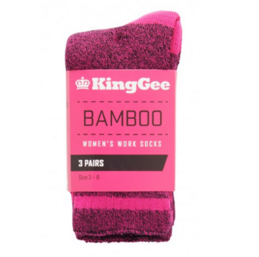 KingGee Womens Bamboo Crew Work Socks 3 Pack