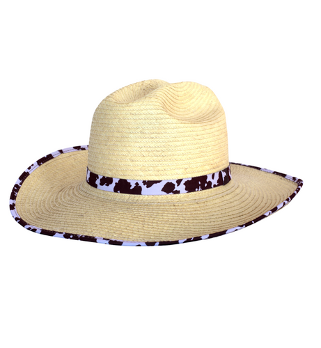 SUNBODY HAT KIDS CATTLEMAN GUATAMALAN PALM ONE SIZE FITS ALL BOUND EDGE COW HIDE