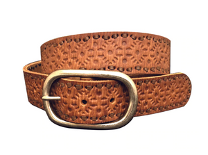 ROPER WOMENS BELT 1.1/2 INCH DISTRESSED LEATHER BROWN