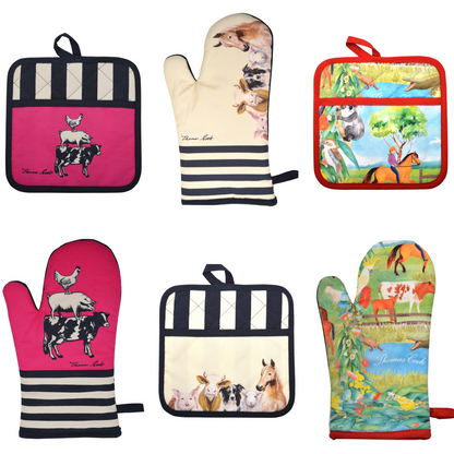 THOMAS COOK FARM FRIENDS OVEN MITT POT HOLDER SET