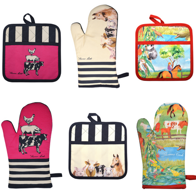 THOMAS COOK FARM FRIENDS OVEN MITT POT HOLDER SET